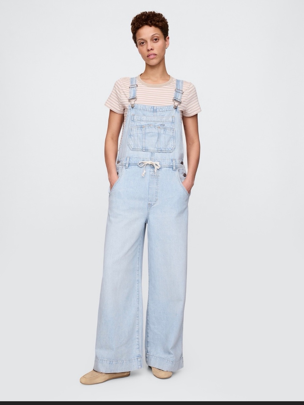 Gap UltraSoft Denim Baggy Overalls - Large Petite
